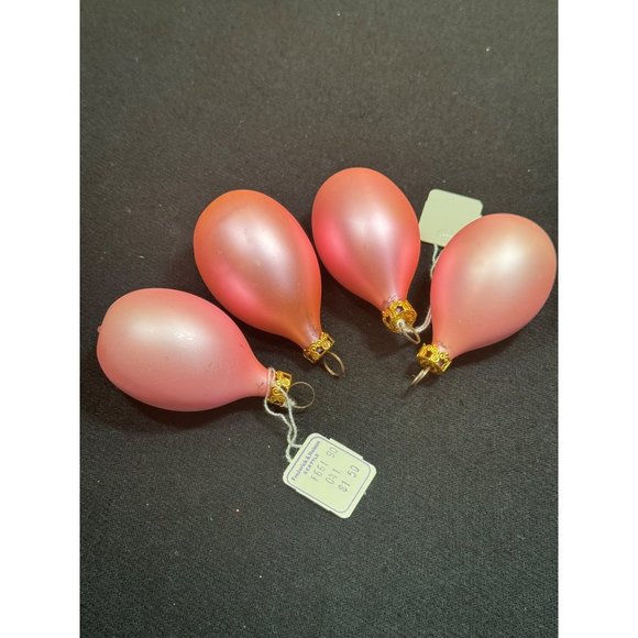 Vintage Fredricks & Nelson Pink Tear Drop Glass Ornaments West Germany